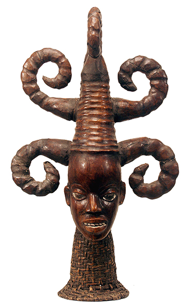 Yoruba Ekoi (Ejagham): Ekoi wooden masks are covered with animal skin.  These figures usually refer